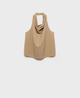 Mango Women's Draped Neck Lyocell Top