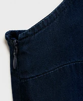 Mango Women's Gathered Side Denim-Effect Top