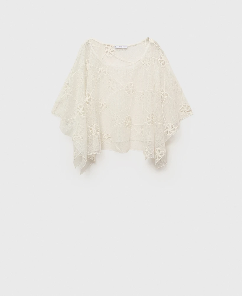 Mango Women's Embroidered Flower Top