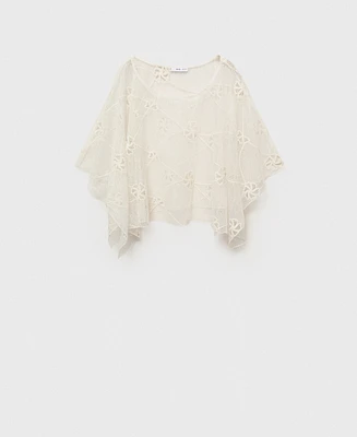 Mango Women's Embroidered Flower Top
