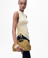 Mango Women's Side Gathered Knitted Top