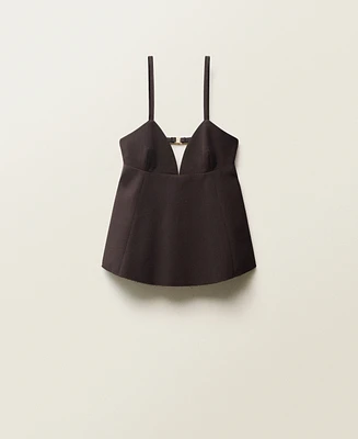 Mango Women's Open Back V-Neck Top