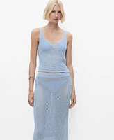 Mango Women's Rhinestone Detail Knitted Top