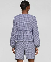 Avec Les Filles Women's Linen-Blend Tie-Front Blouse