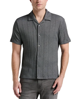 Perry Ellis Men's Short Sleeve Striped Button-Front Camp Shirt