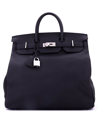 Pre-Owned Hermes Hac 40 Handbag Black Togo with Brushed Palladium Hardware