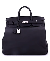 Pre-Owned Hermes Hac 40 Handbag Black Togo with Brushed Palladium Hardware