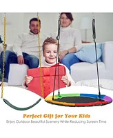 Gymax Boys Swing Frame Stand with 2 Swing Set Swing Sets for Backyard w/ Ground Stakes