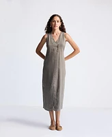 Reistor Straight Dress with Front Slit Dark Green Hemp