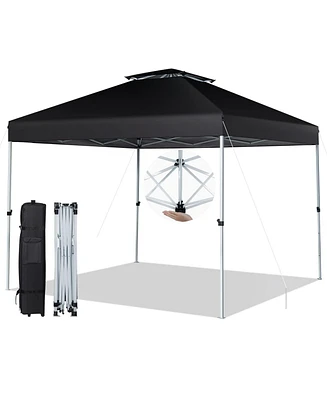 2-Tier 10 x 10 Feet Pop-up Canopy Tent with Wheeled Carry Bag