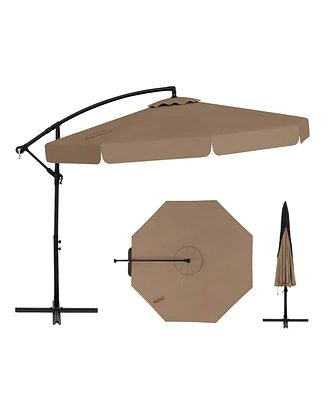 Gymax 10FT Offset Hanging Umbrella Patio Cantilever w/ Easy Tilt Adjustment