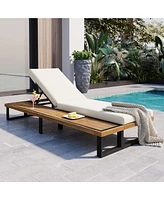 Mondawe Outdoor Chaise Lounge Chair with 5-Position Adjustable Backrest and cushions