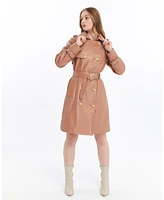 Furniq Uk Women's Leather Trench Coat