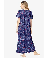 Dreams & Co. Petite Long Floral Print Cotton Gown