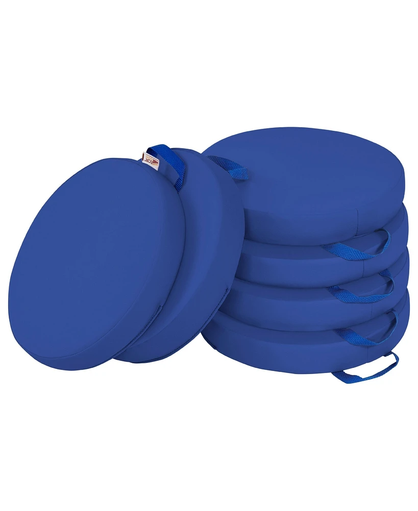 ECR4Kids SoftZone Floor Cushions, Round, Blue, 6-Piece