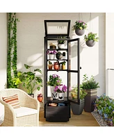 Mondawe 62.4" H Mini Cold Frame Greenhouse with Movable Storage Box, Adjustable Shelves