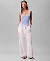 Calvin Klein Women's Multi-Stripe Textured Wide-Leg Pants