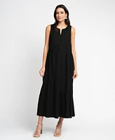 Seraphine Women's Maternity Zip Front Tiered Maxi Dress