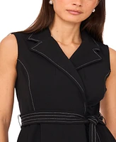 Msk Petite Lapel-Neck Sleeveless Fit & Flare Dress