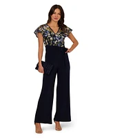 Adrianna Papell Women's Embroidered Wide-Leg Jumpsuit