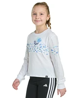 adidas Big Girls Long-Sleeve Regular-Fit Floral Logo Graphic Cotton T-Shirt