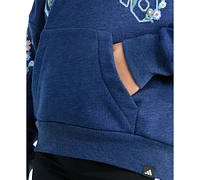 adidas Big Girls Long-Sleeve Heather Multi Graphic Fleece Pullover Hoodie