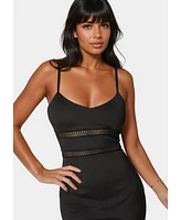 Bebe Women's Lace Trim Flounce Midi Dress