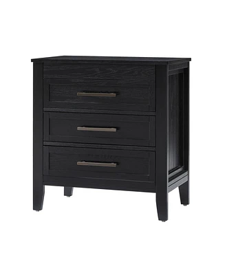 Hulala HomeTheresa Transitional 3-Drawer Nightstand with Hidden Pull-out Drawer