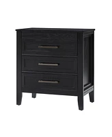 Hulala HomeTheresa Transitional 3-Drawer Nightstand with Hidden Pull-out Drawer