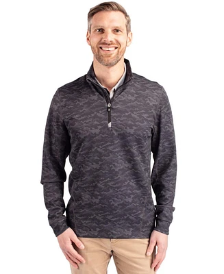 Cutter & Buck Traverse Stretch Eco Camo Print Quarter Zip Mens Big and Tall Pullover