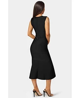 Bebe Women's Cap Sleeve Bandage Flounce Dress