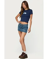 Edikted Women's Ziggie Tie Front Denim Mini Skort