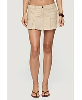 Edikted Women's Klay Linen Look Pleated Mini Skort