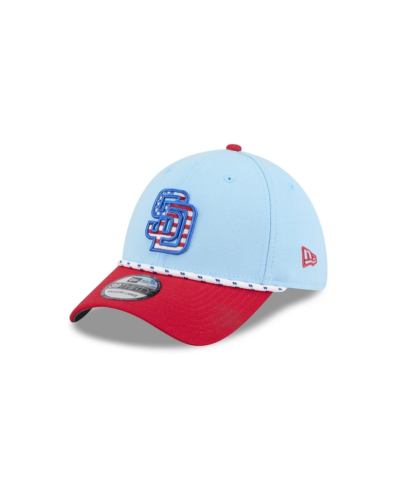 New Era Men's Light Blue/Red San Diego Padres 2025 Fourth of July 39THIRTY Flex Hat