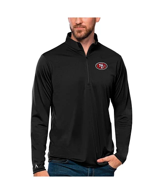 Antigua Men's Black San Francisco 49ers Tribute Quarter-Zip Lightweight Pullover Sweatshirt