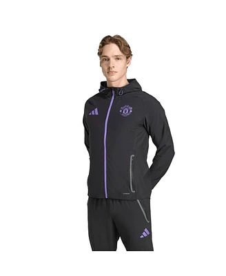 Adidas Men's Black Manchester United 2025/26 Tiro Vis Tech Travel Jacket