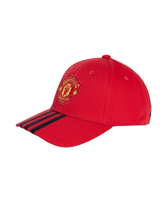Adidas Men's and Women's Red Manchester United 3-Stripe Dad Adjustable Hat