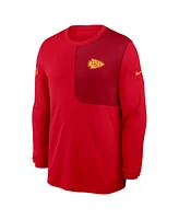Nike Men's Red Kansas City Chiefs Sideline Coach Uv Performance Long Sleeve T-Shirt