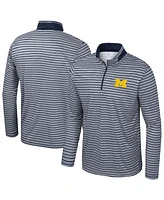 Colosseum Men's Navy Michigan Wolverines Striped Quarter-Zip Sweatshirt