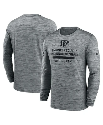 Nike Men's Gray Cincinnati Bengals Sideline Velocity Performance Long Sleeve T-Shirt