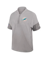 Nike Men's Gray Miami Dolphins Sideline Short Sleeve Quarter-Zip Performance Coach Jacket