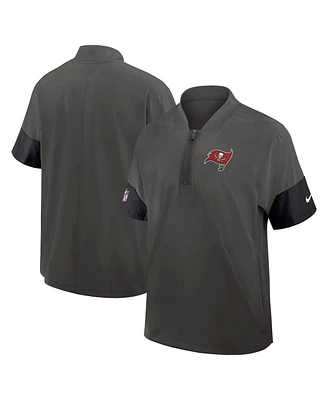 Nike Men's Pewter Tampa Bay Buccaneers Sideline Short Sleeve Quarter-Zip Performance Coach Jacket