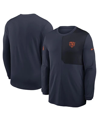 Nike Men's Navy Chicago Bears Sideline Coach Uv Performance Long Sleeve T-Shirt
