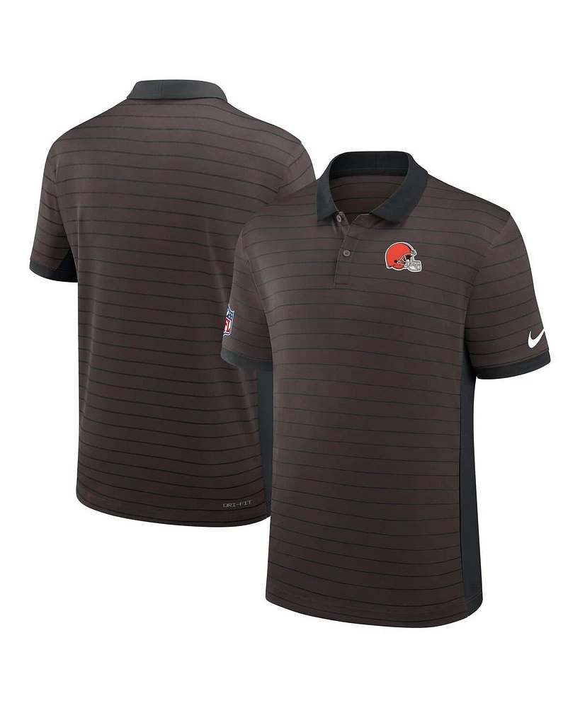 Nike Men's Brown Cleveland Browns Sideline Victory Stripe Performance Polo Shirt