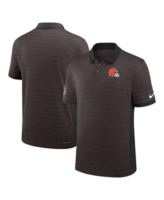 Nike Men's Brown Cleveland Browns Sideline Victory Stripe Performance Polo Shirt