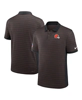 Nike Men's Brown Cleveland Browns Sideline Victory Stripe Performance Polo Shirt