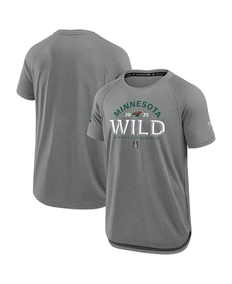 Fanatics Men's Heather Gray Minnesota Wild 2025 Stanley Cup Playoffs Authentic Pro Rink Performance T-Shirt