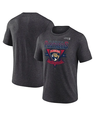 Fanatics Men's Heather Charcoal Florida Panthers 2025 Stanley Cup Playoffs Crossbar Tri-Blend T-Shirt