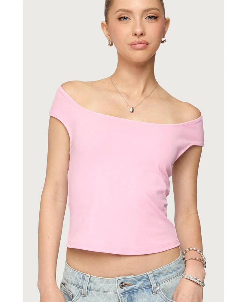 Edikted Womens Mikkey Cut Out Off Shoulder Top