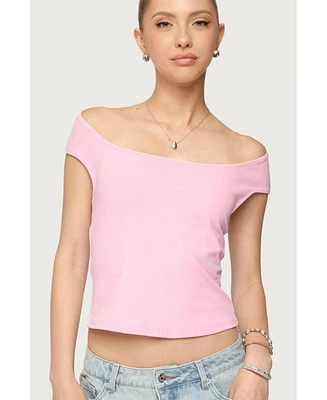 Edikted Womens Mikkey Cut Out Off Shoulder Top